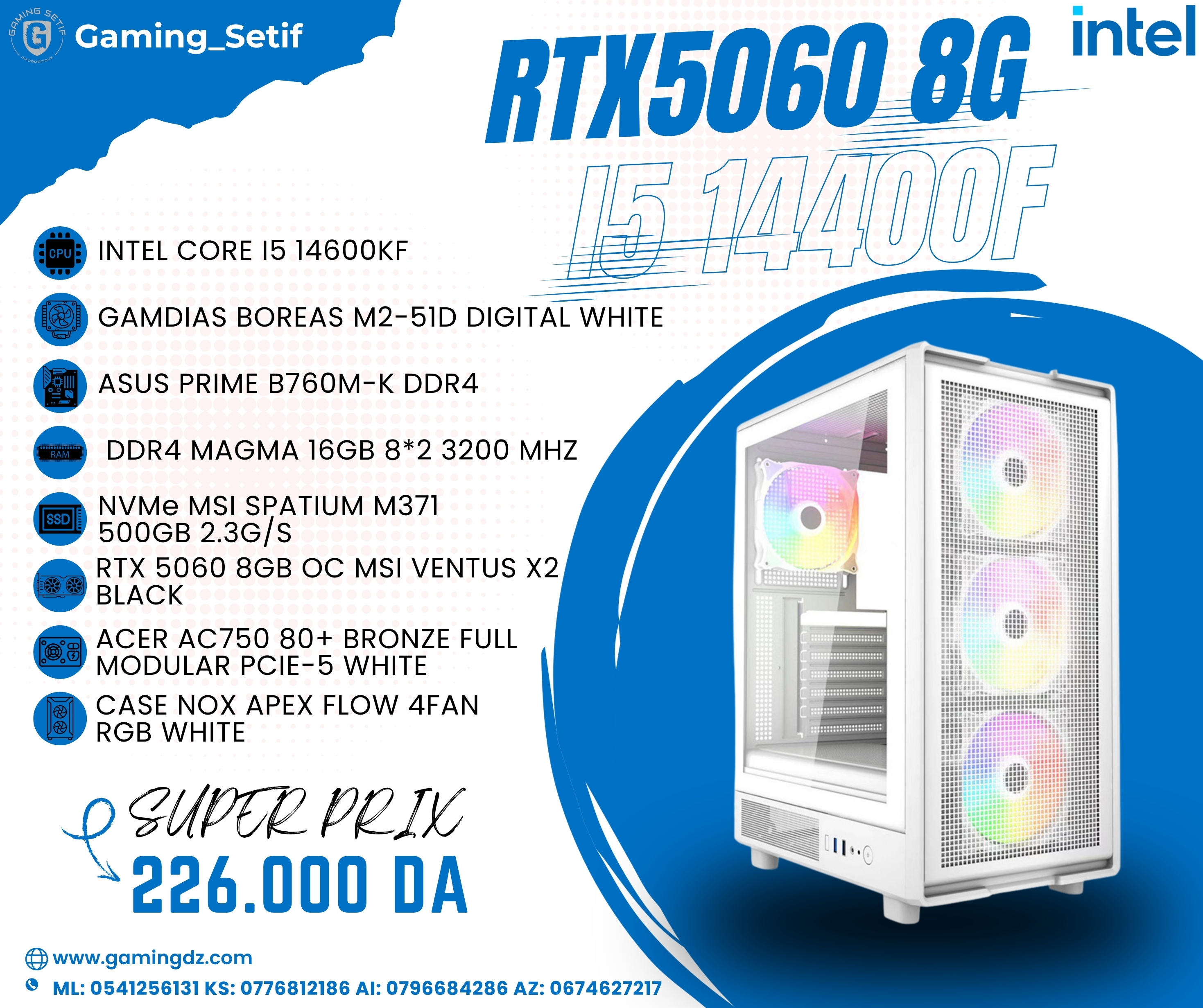 PC CONFIG GAMING WORK STATION INTEL CORE i5 14600KF RTX5060